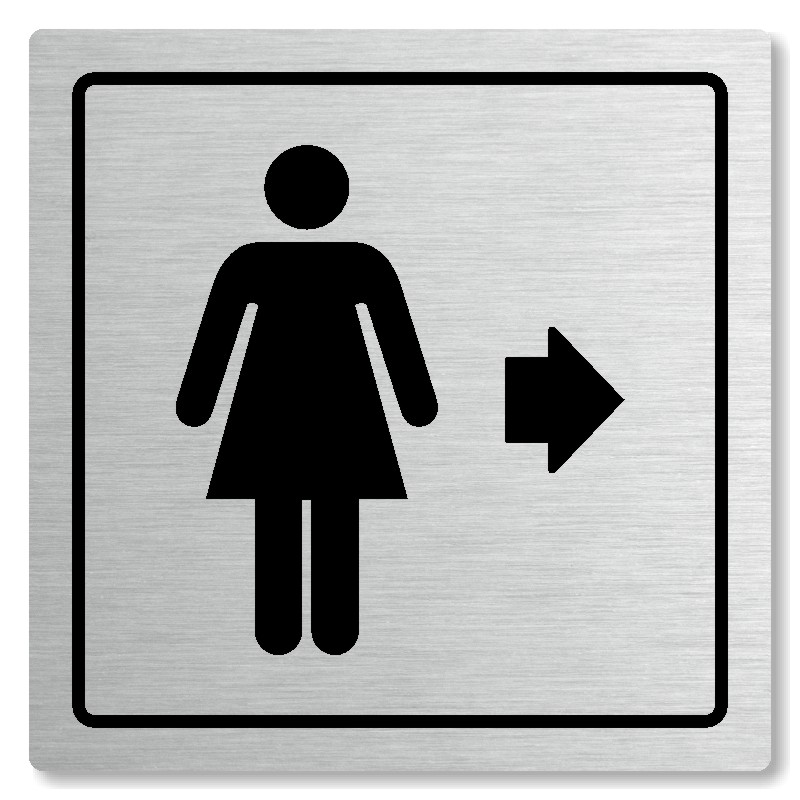 WC ženy vpravo, 80x80mm, stříbrná, Arizona